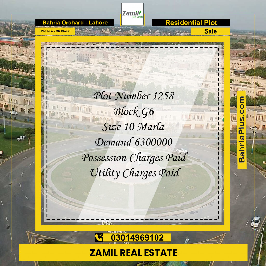 10 Marla Residential Plot for Sale in Phase 4 - G6 Block -  Bahria Orchard, Lahore - (BP-335309)