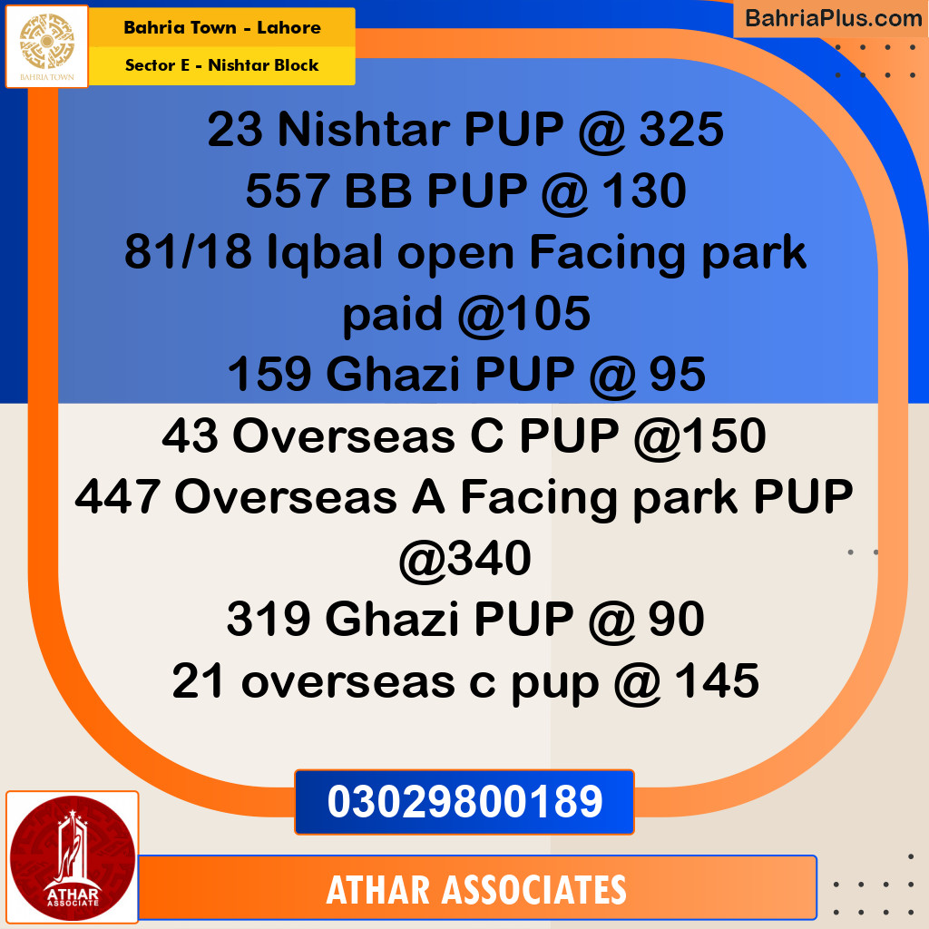 20 Marla Residential Plot for Sale in Sector E - Nishtar Block -  Bahria Town, Lahore - (BP-335313)