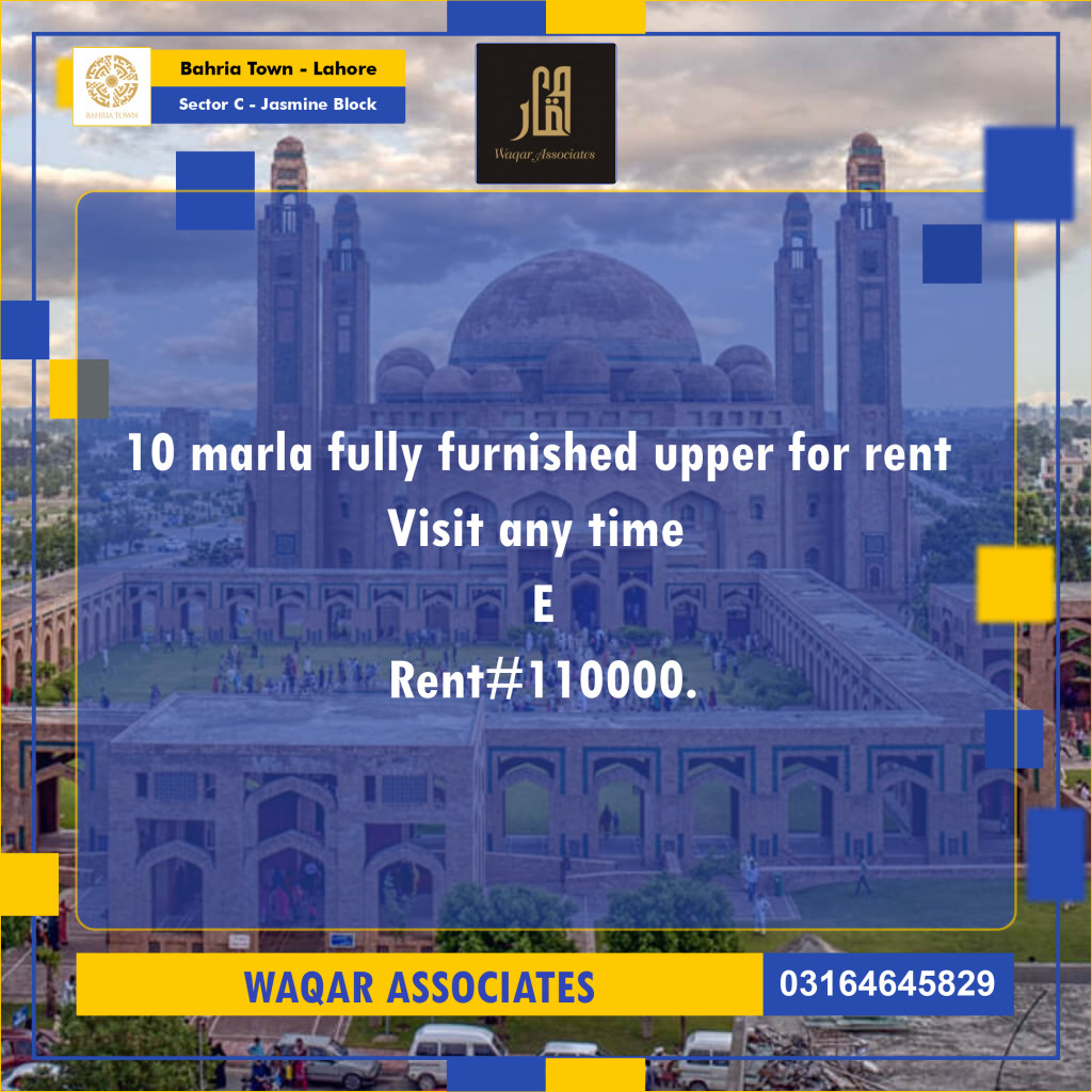 10 Marla Residential House for Rent in Sector C - Jasmine Block -  Bahria Town, Lahore - (BP-335338)