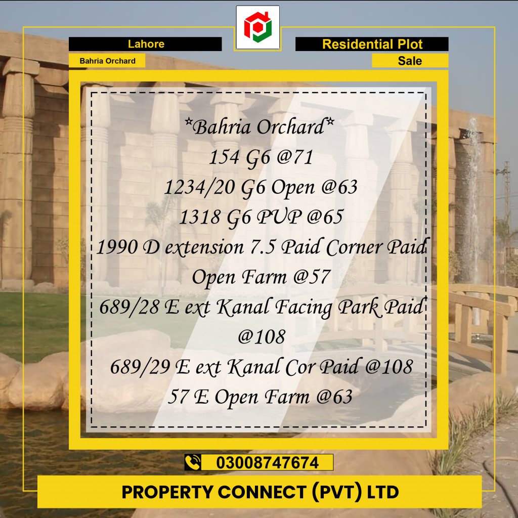 Residential Plot for Sale in Bahria Orchard, Lahore - (BP-335349)