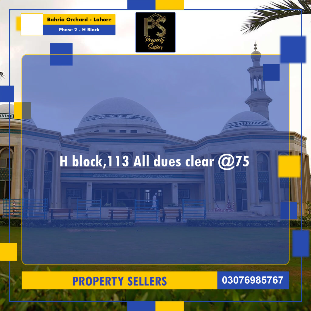 8 Marla Residential Plot for Sale in Phase 2 - H Block -  Bahria Orchard, Lahore - (BP-335372)