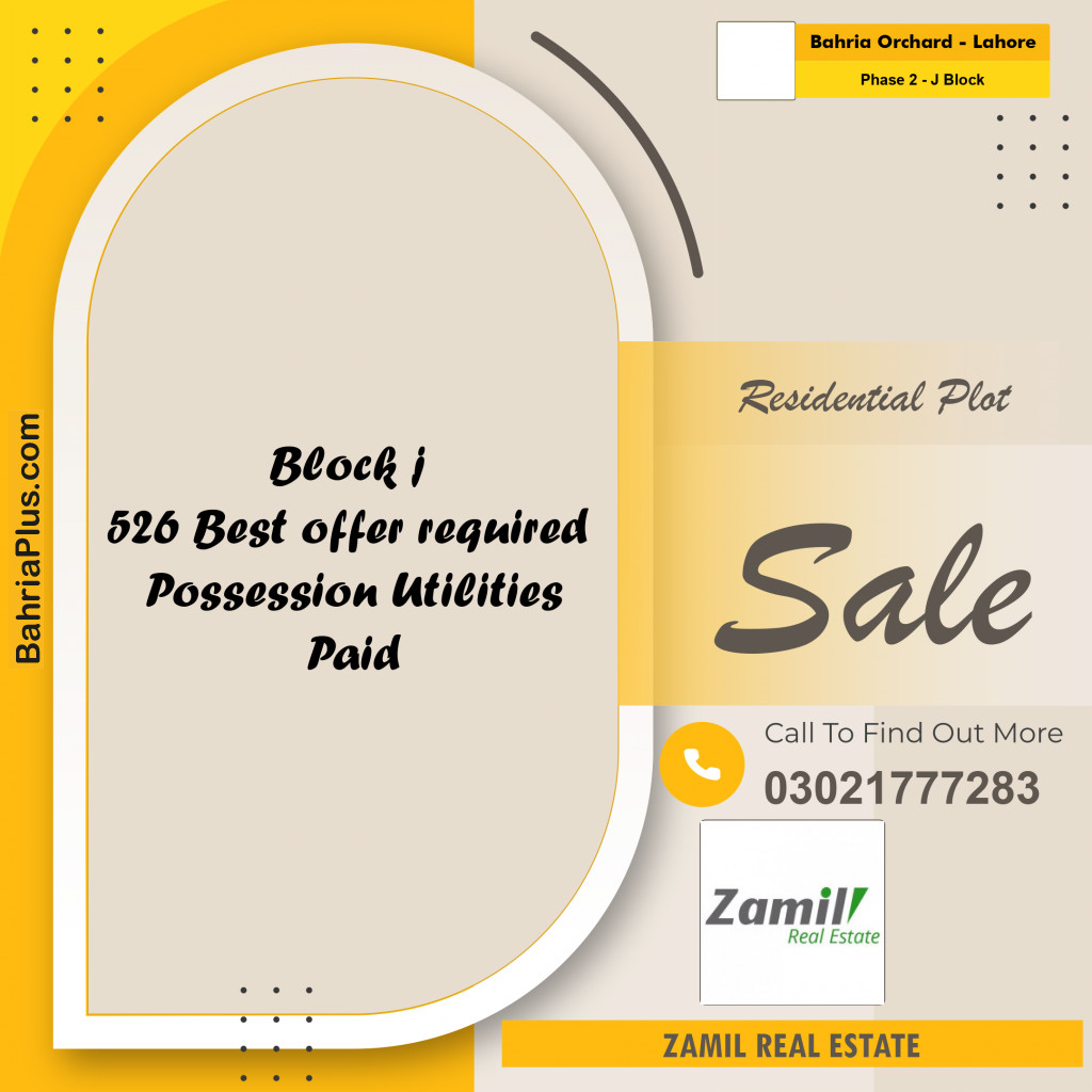 8 Marla Residential Plot for Sale in Phase 2 - J Block -  Bahria Orchard, Lahore - (BP-335410)