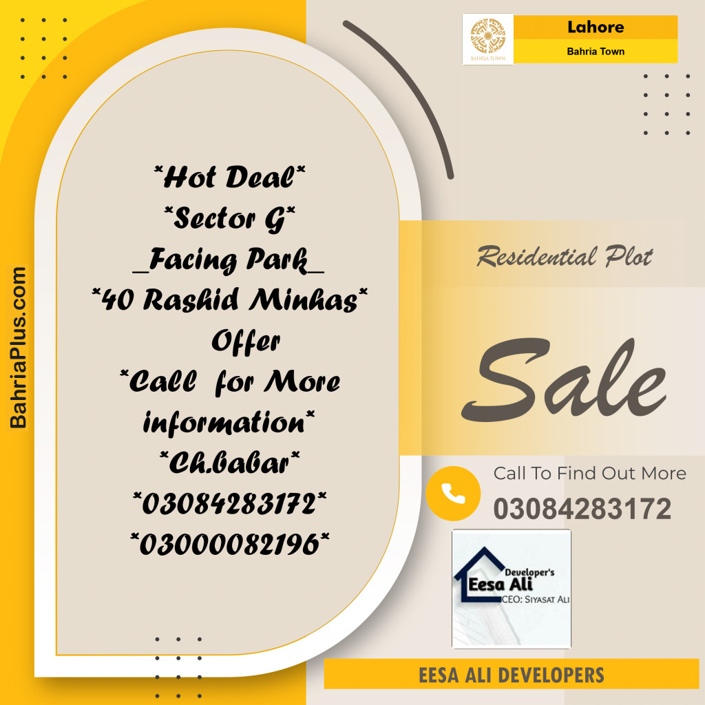 Residential Plot for Sale in Bahria Town, Lahore - (BP-335457)