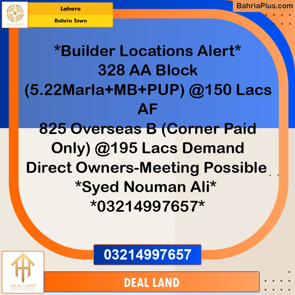 Residential Plot for Sale in Bahria Town, Lahore - (BP-335464)