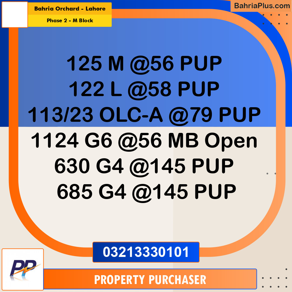5 Marla Residential Plot for Sale in Phase 2 - M Block -  Bahria Orchard, Lahore - (BP-335494)