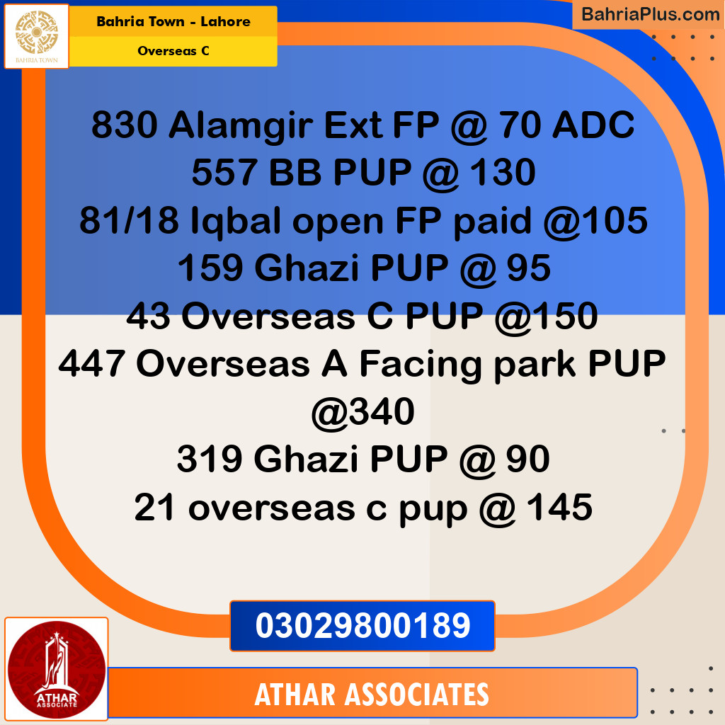10 Marla Residential Plot for Sale in Overseas C -  Bahria Town, Lahore - (BP-335549)