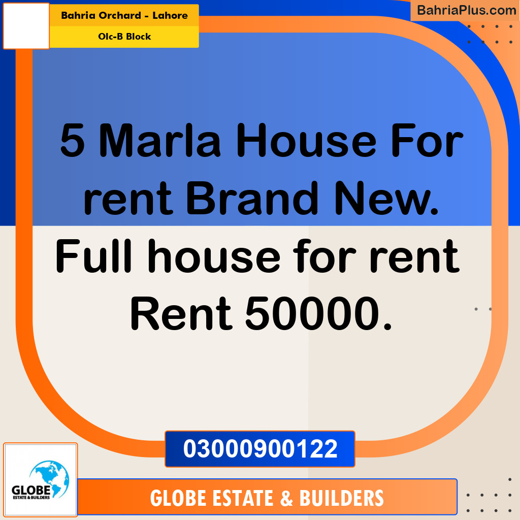5 Marla Residential House for Rent in OLC-B Block -  Bahria Orchard, Lahore - (BP-335554)