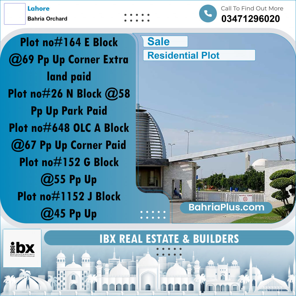 5 Marla Residential Plot for Sale in Bahria Orchard, Lahore - (BP-335592)