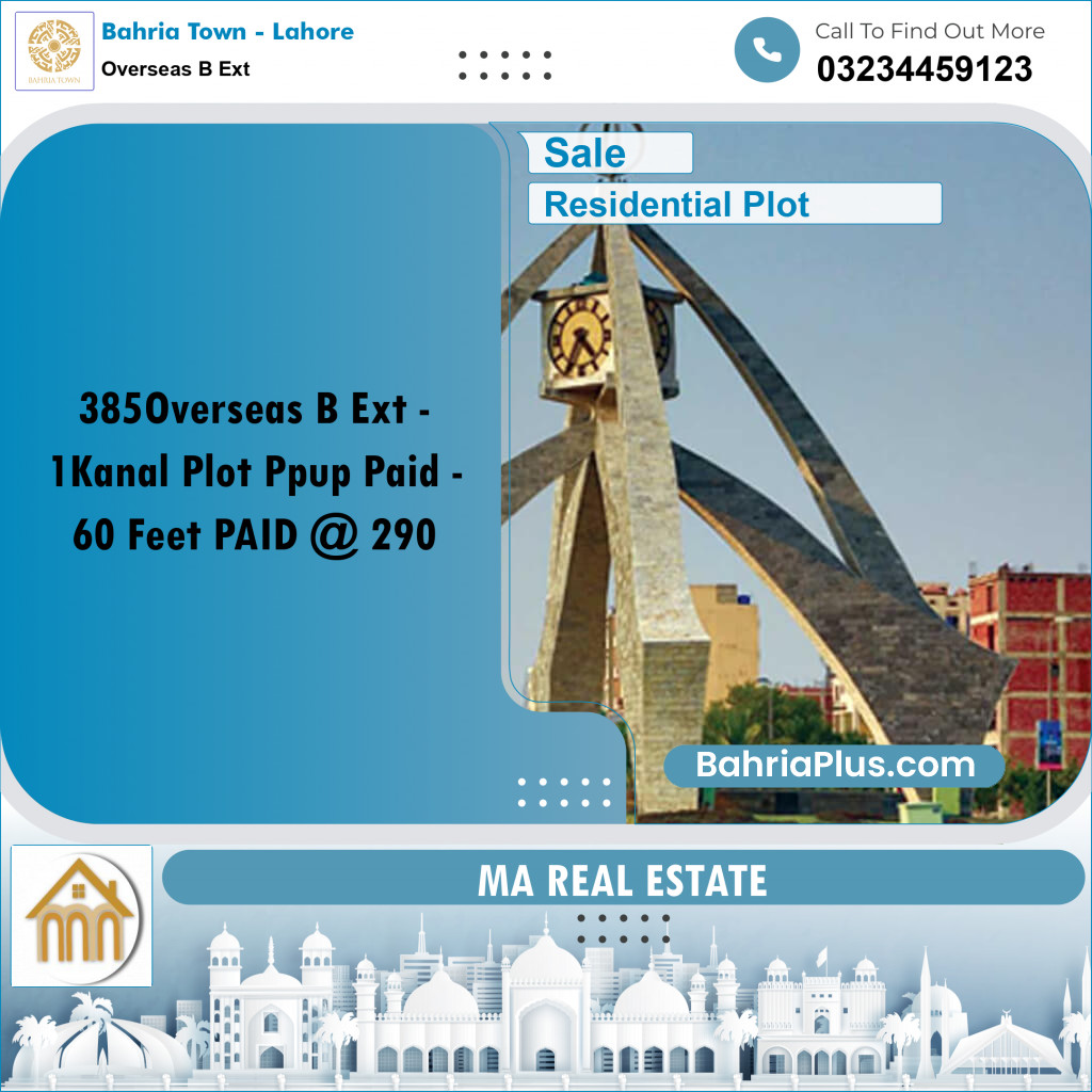 1 Kanal Residential Plot for Sale in Overseas B Ext -  Bahria Town, Lahore - (BP-335626)
