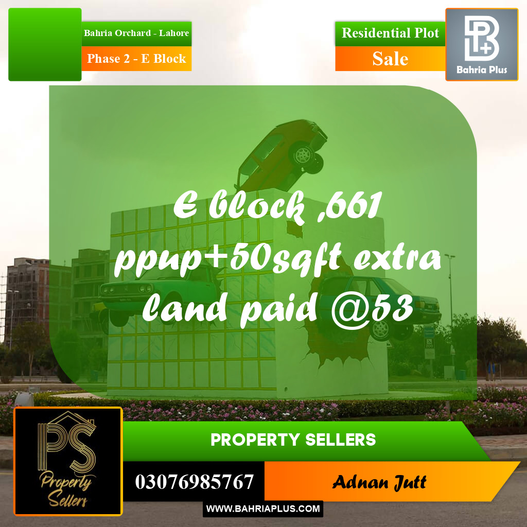 5 Marla Residential Plot for Sale in Phase 2 - E Block -  Bahria Orchard, Lahore - (BP-335636)