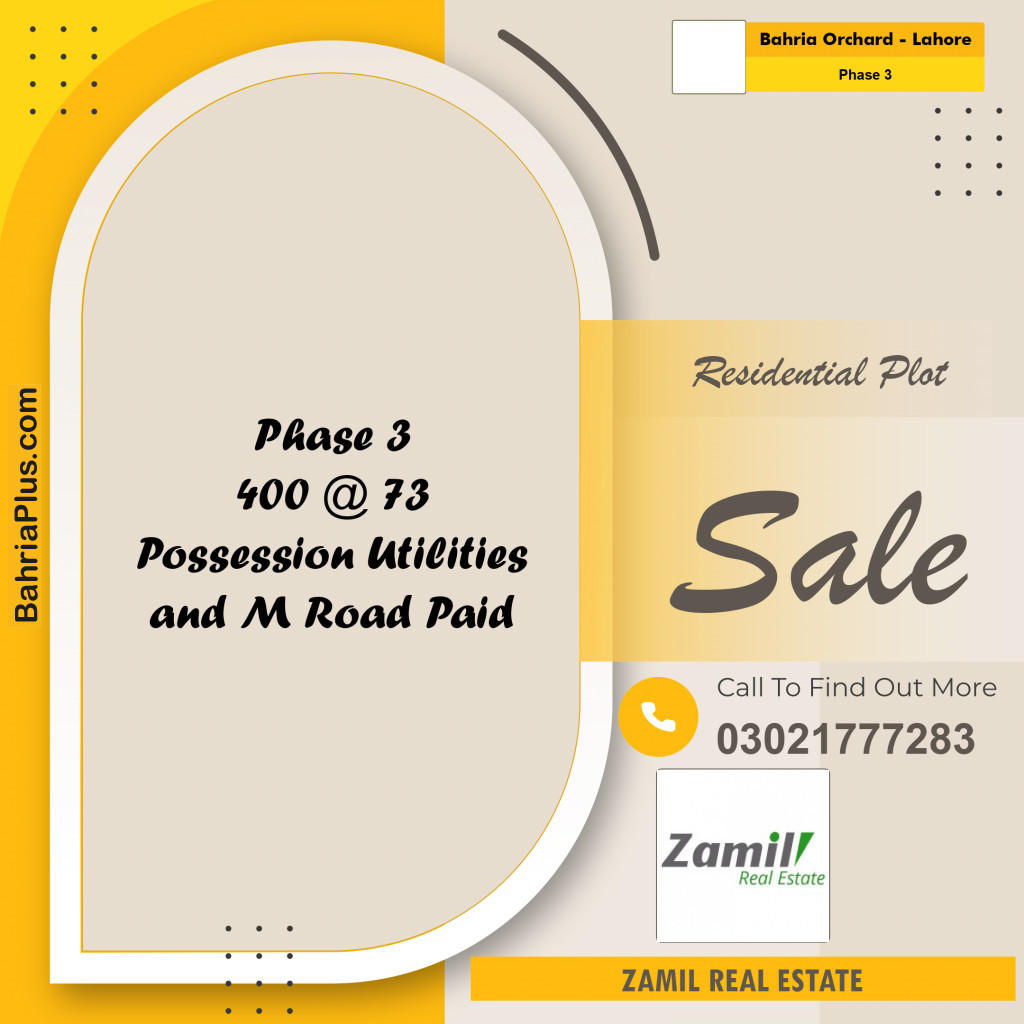 8 Marla Residential Plot for Sale in Phase 3 -  Bahria Orchard, Lahore - (BP-335650)