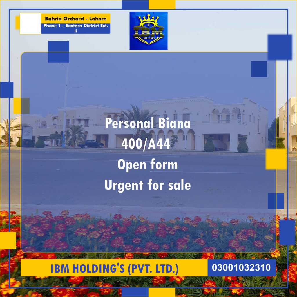 5 Marla Residential Plot for Sale in Phase 1 - Eastern District Ext. II -  Bahria Orchard, Lahore - (BP-335718)