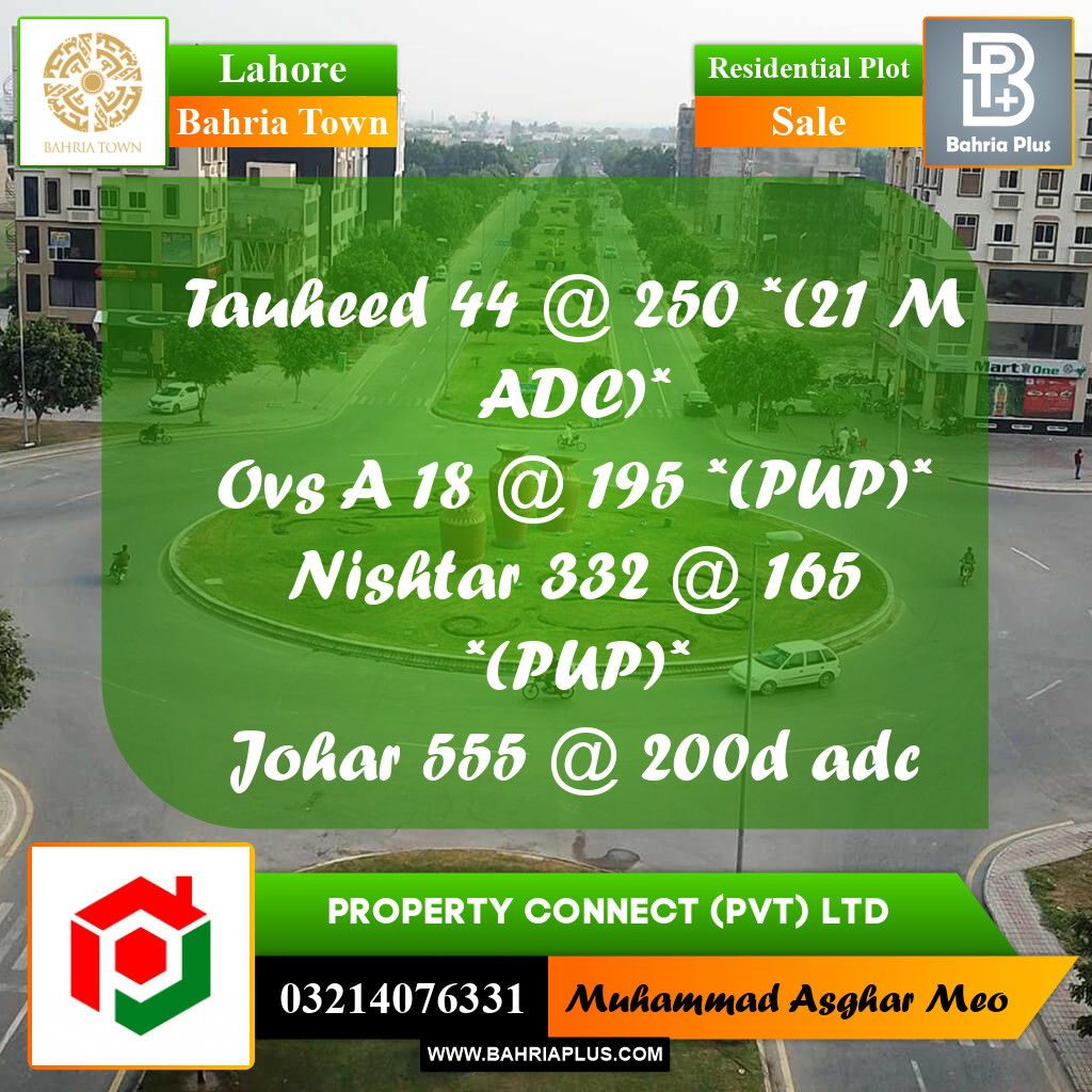 Residential Plot for Sale in Bahria Town, Lahore - (BP-335754)