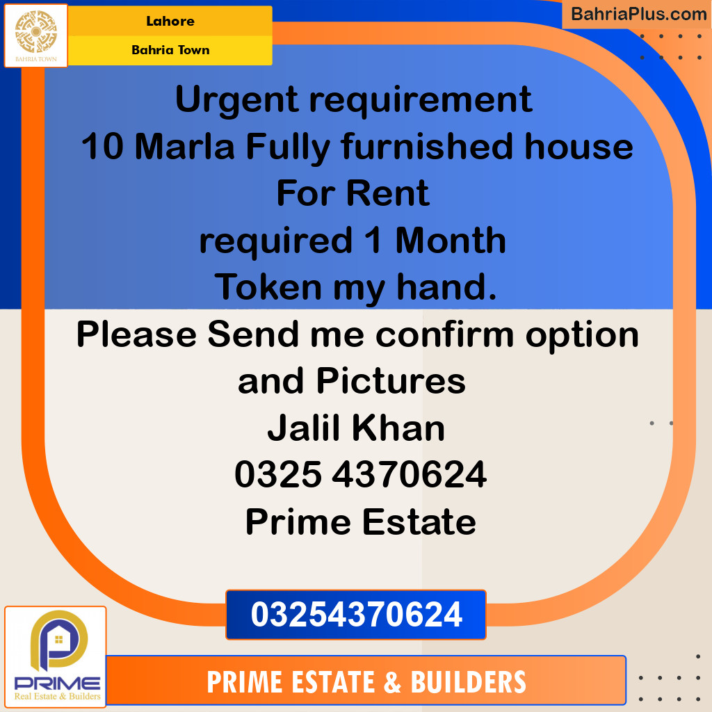 10 Marla Residential House for Rent in Bahria Town, Lahore - (BP-335797)