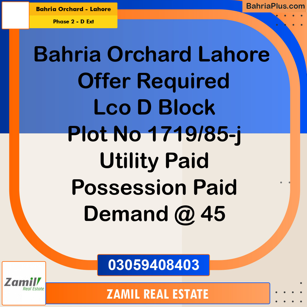 5 Marla Residential Plot for Sale in Phase 2 - D Ext -  Bahria Orchard, Lahore - (BP-335803)