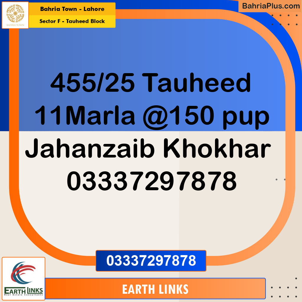 11 Marla Residential Plot for Sale in Sector F - Tauheed Block -  Bahria Town, Lahore - (BP-335807)