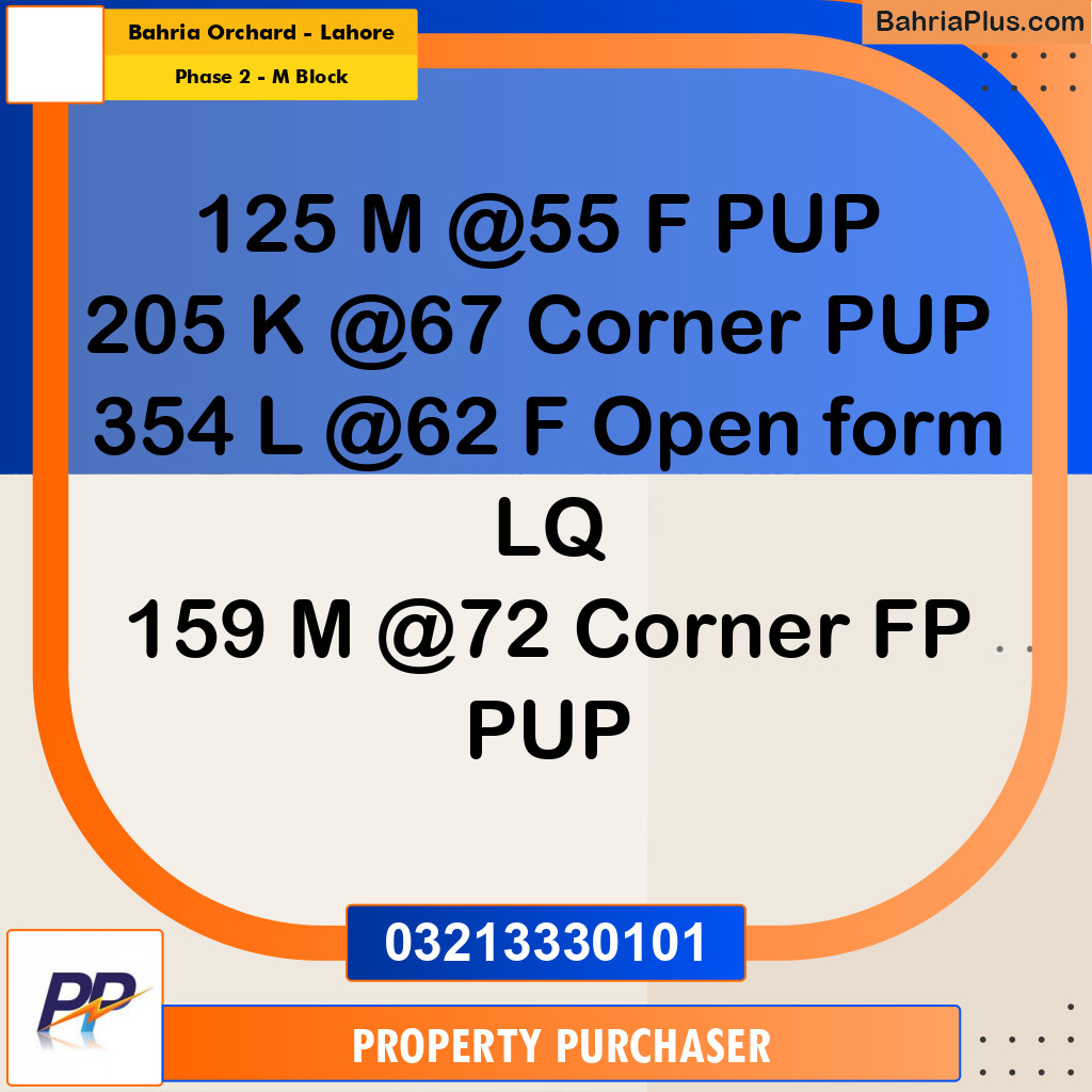 5 Marla Residential Plot for Sale in Phase 2 - M Block -  Bahria Orchard, Lahore - (BP-335812)