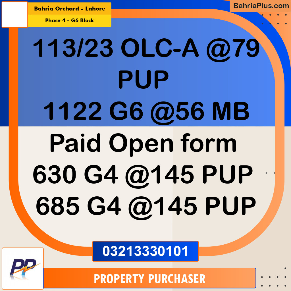 10 Marla Residential Plot for Sale in Phase 4 - G6 Block -  Bahria Orchard, Lahore - (BP-335813)