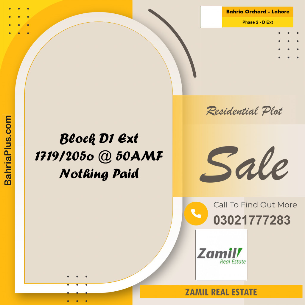 8 Marla Residential Plot for Sale in Phase 2 - D Ext -  Bahria Orchard, Lahore - (BP-335878)