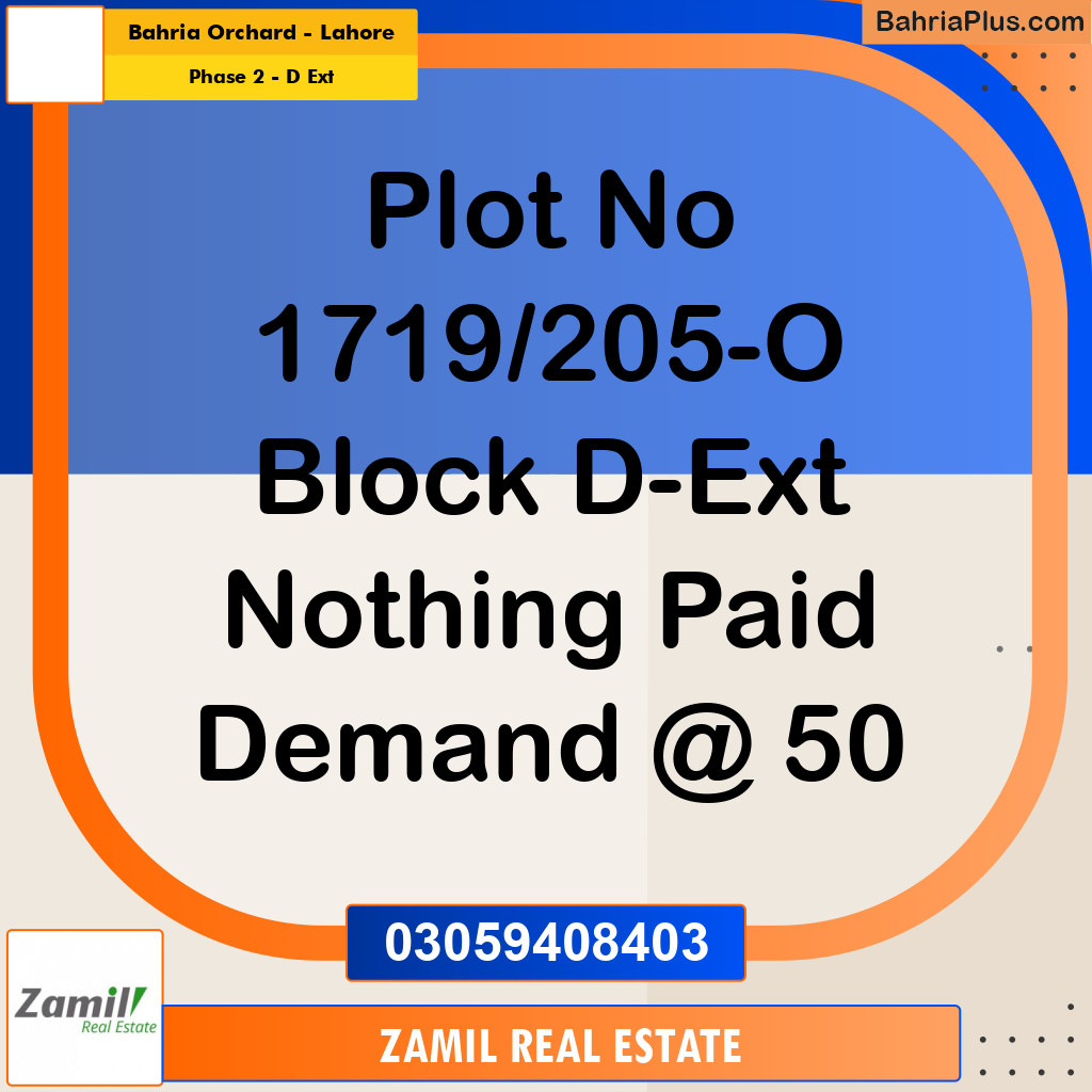 8 Marla Residential Plot for Sale in Phase 2 - D Ext -  Bahria Orchard, Lahore - (BP-335882)