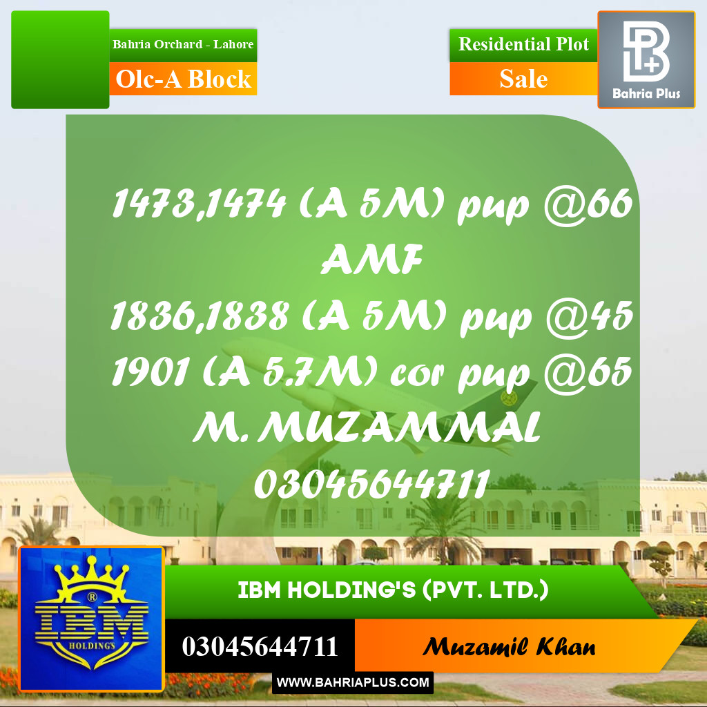 5 Marla Residential Plot for Sale in OLC-A Block -  Bahria Orchard, Lahore - (BP-335981)