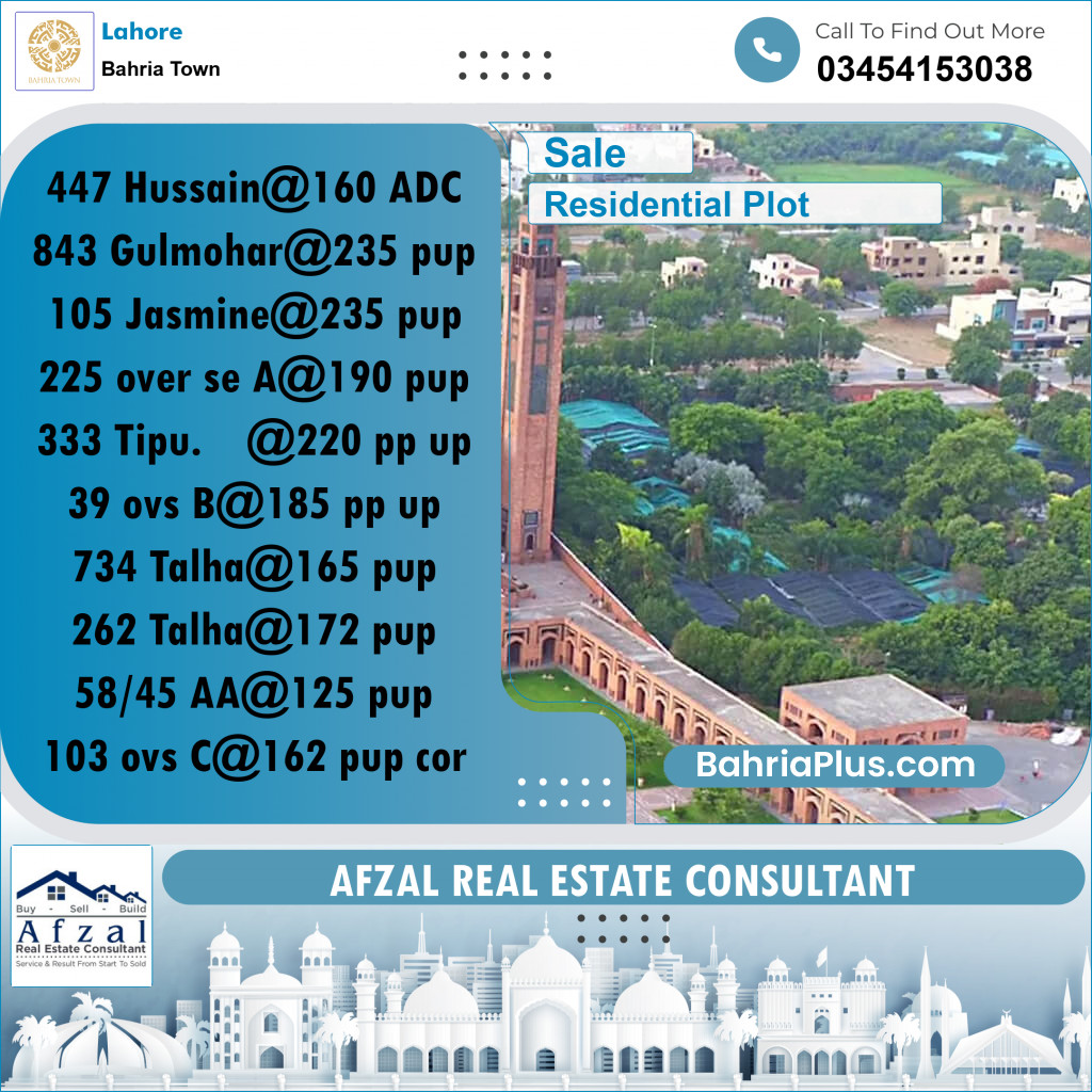 Residential Plot for Sale in Bahria Town, Lahore - (BP-336014)