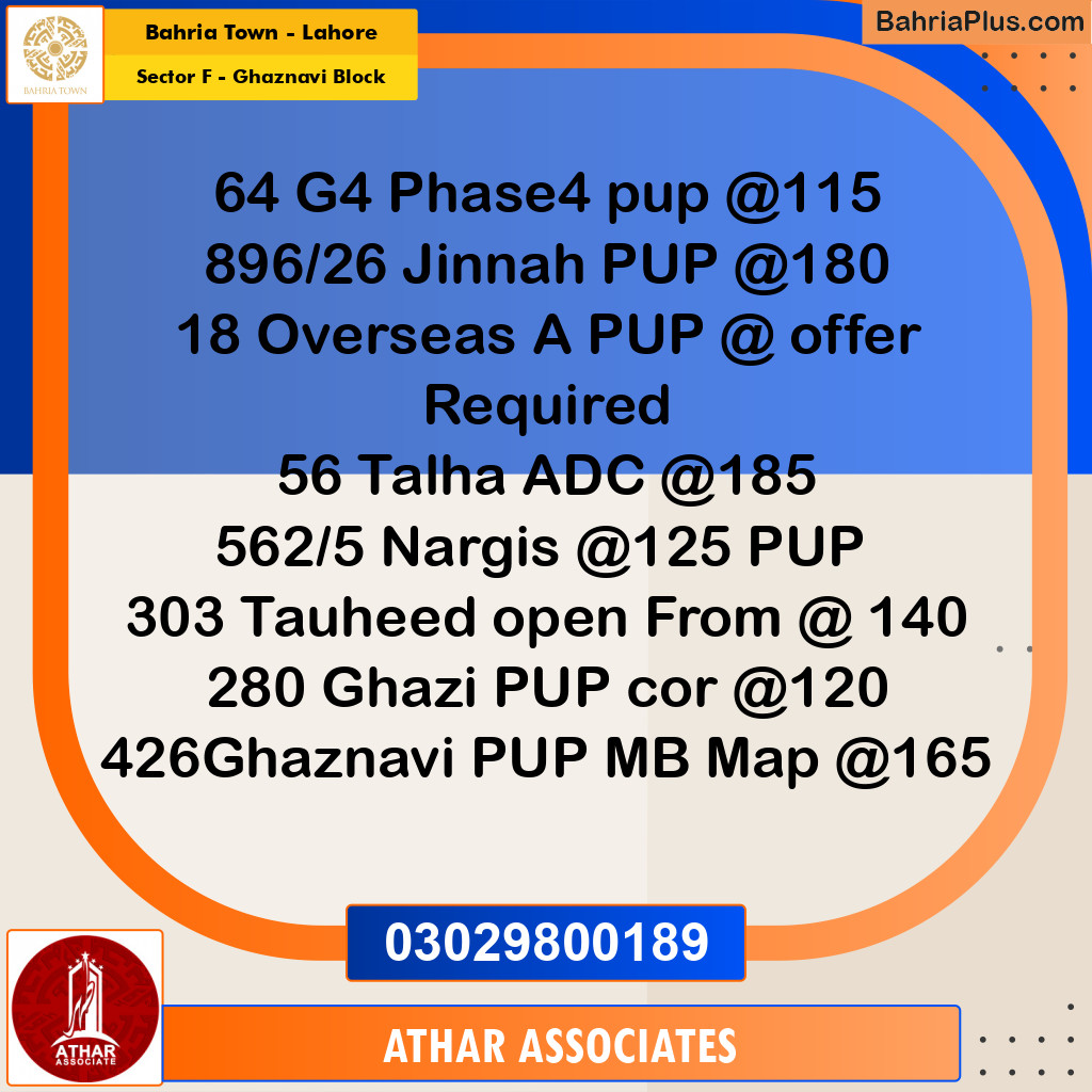 10 Marla Residential Plot for Sale in Sector F - Ghaznavi Block -  Bahria Town, Lahore - (BP-336060)