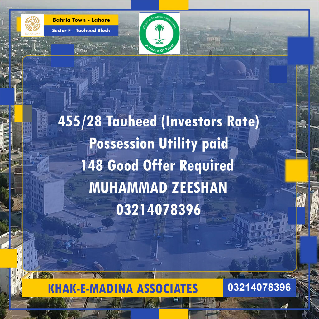 10 Marla Residential Plot for Sale in Sector F - Tauheed Block -  Bahria Town, Lahore - (BP-336064)