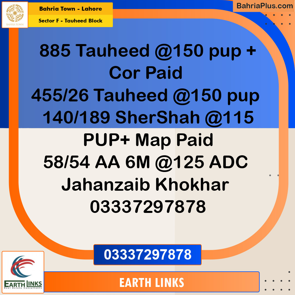 10 Marla Residential Plot for Sale in Sector F - Tauheed Block -  Bahria Town, Lahore - (BP-336086)
