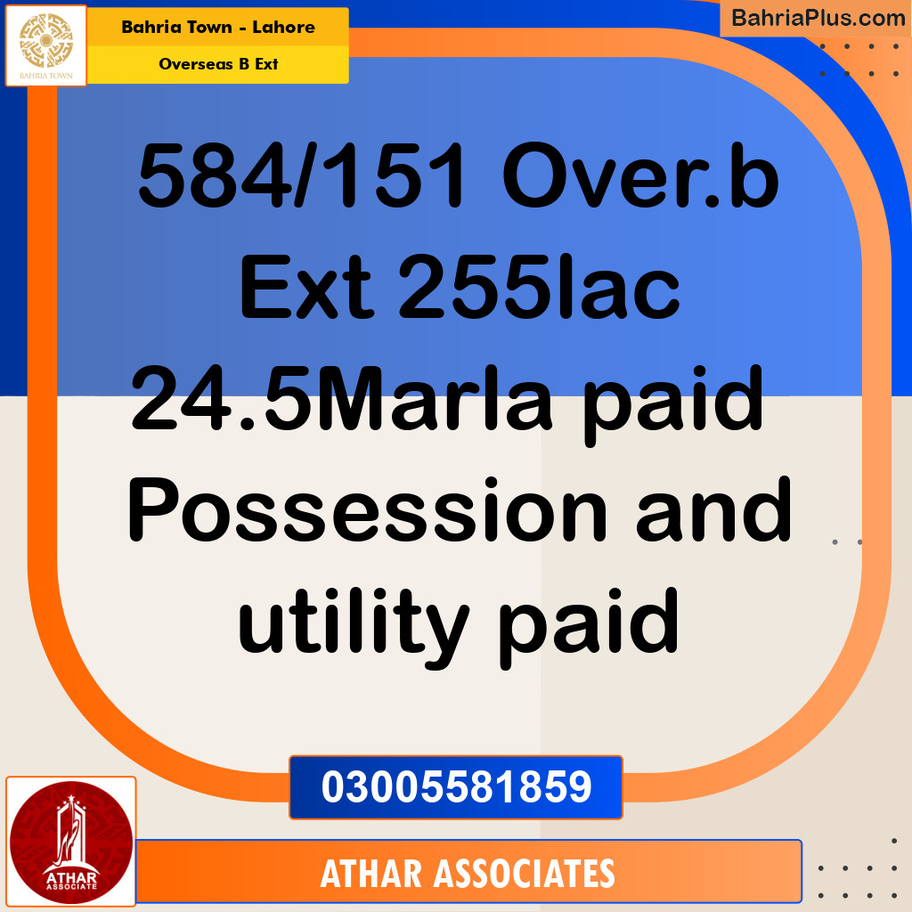 25 Marla Residential Plot for Sale in Overseas B Ext -  Bahria Town, Lahore - (BP-336091)