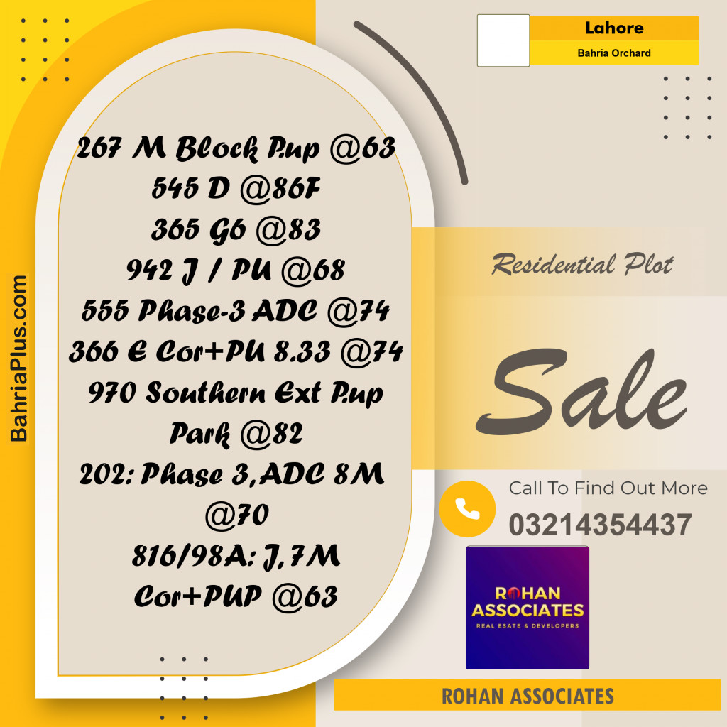 Residential Plot for Sale in Bahria Orchard, Lahore - (BP-336163)
