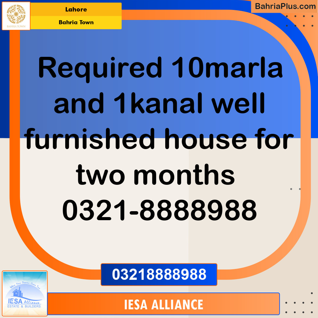1 Kanal Residential House for Rent in Bahria Town, Lahore - (BP-336179)