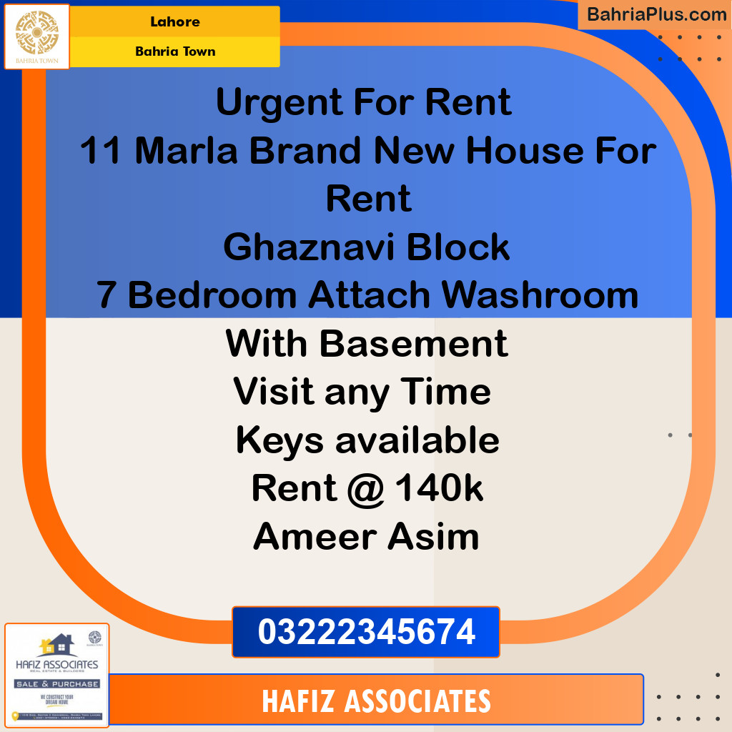 Residential House for Rent in Bahria Town, Lahore - (BP-336190)