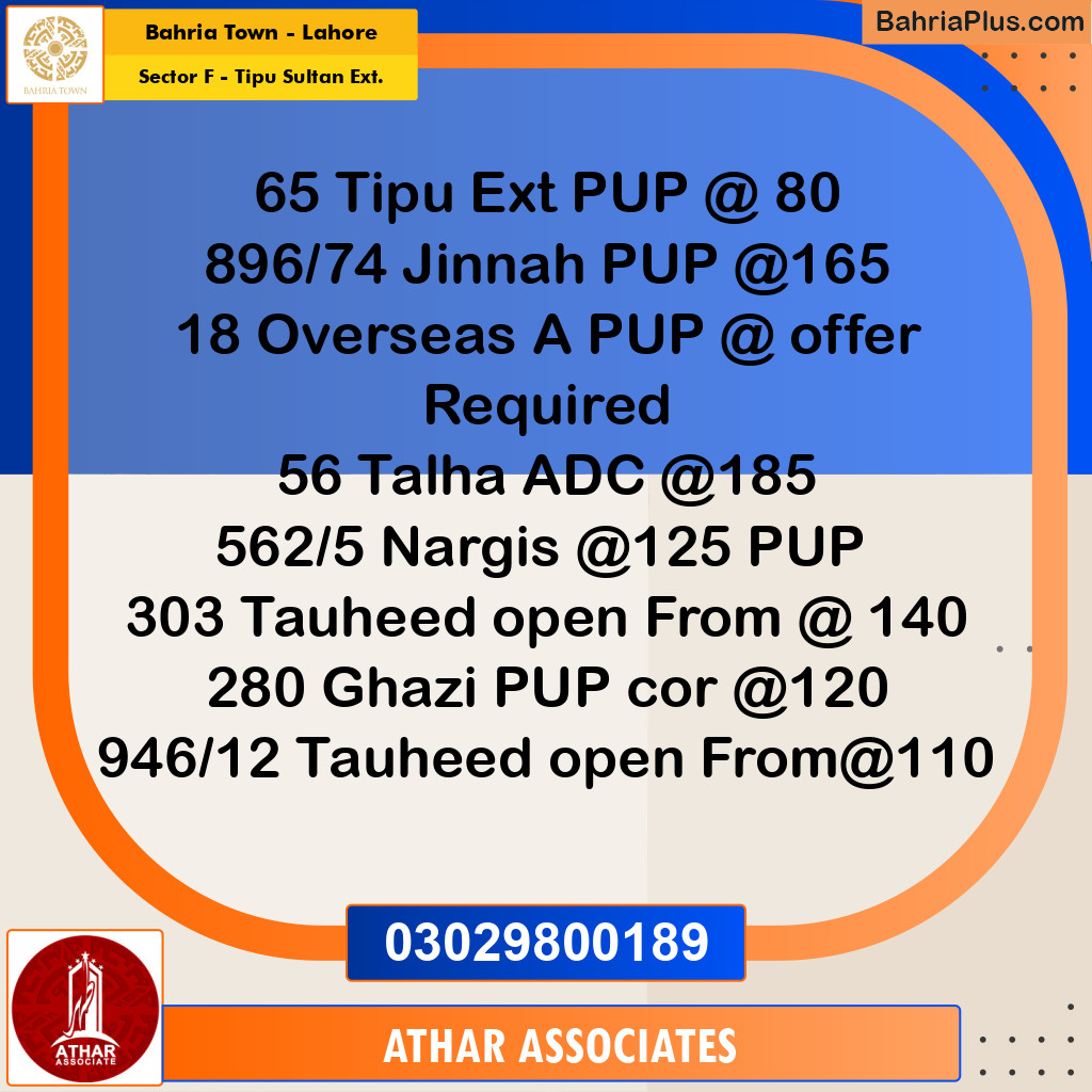 5 Marla Residential Plot for Sale in Sector F - Tipu Sultan Ext. -  Bahria Town, Lahore - (BP-336290)