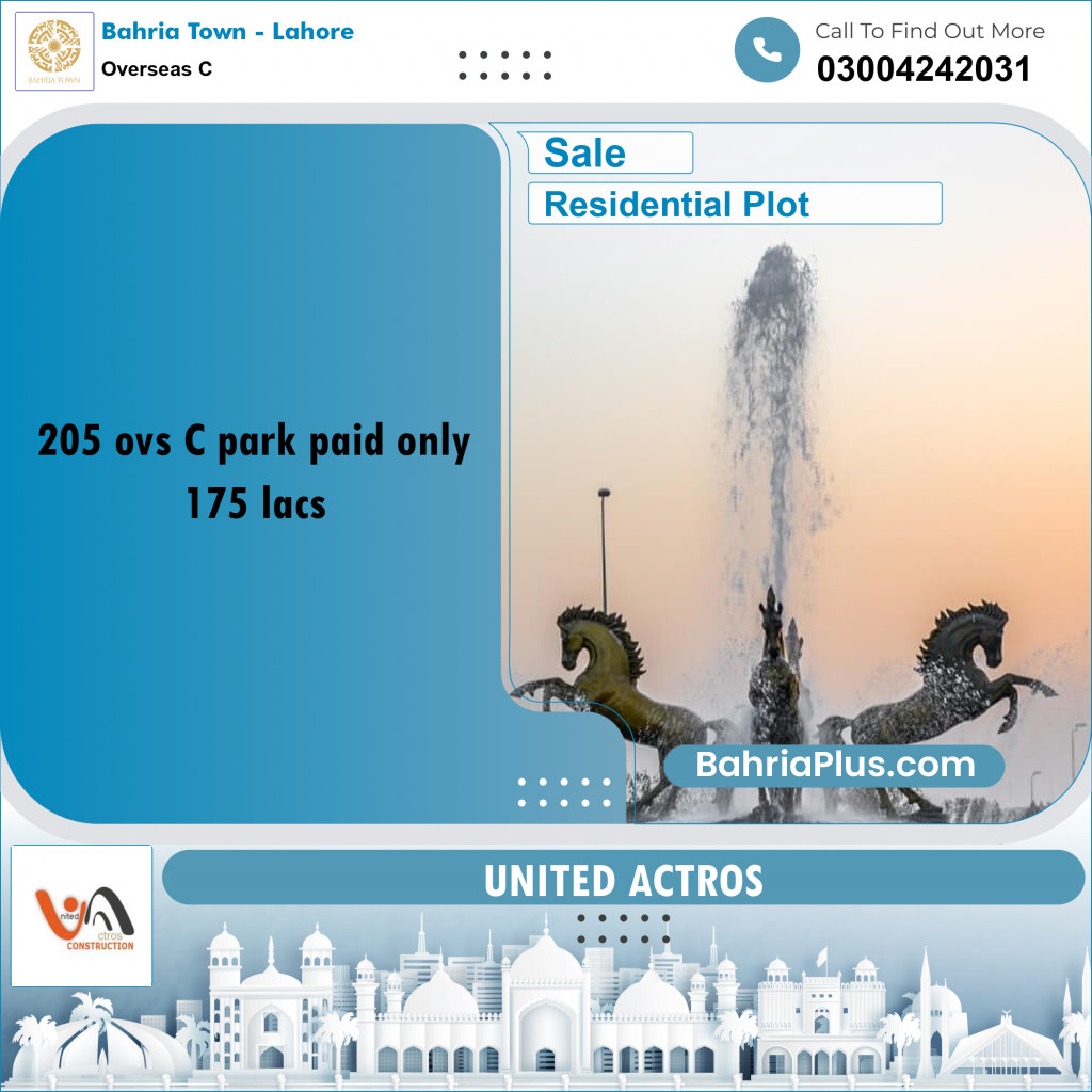 10 Marla Residential Plot for Sale in Overseas C -  Bahria Town, Lahore - (BP-336310)