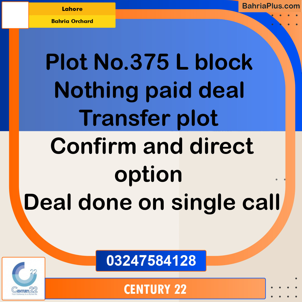 5 Marla Residential Plot for Sale in Bahria Orchard, Lahore - (BP-336346)