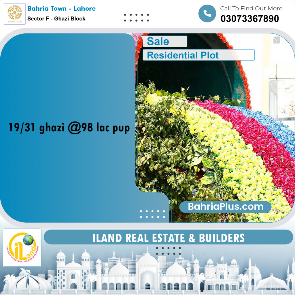 10 Marla Residential Plot for Sale in Sector F - Ghazi Block -  Bahria Town, Lahore - (BP-336388)
