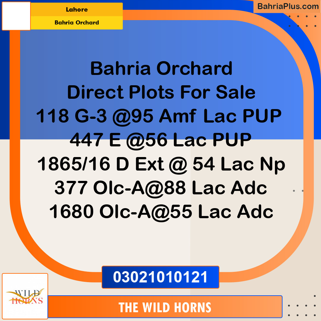 Residential Plot for Sale in Bahria Orchard, Lahore - (BP-336409)