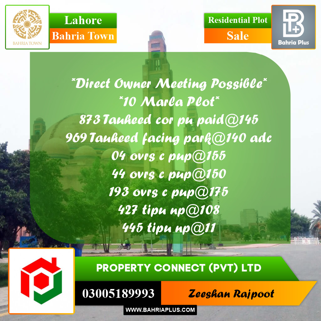 Residential Plot for Sale in Bahria Town, Lahore - (BP-336421)