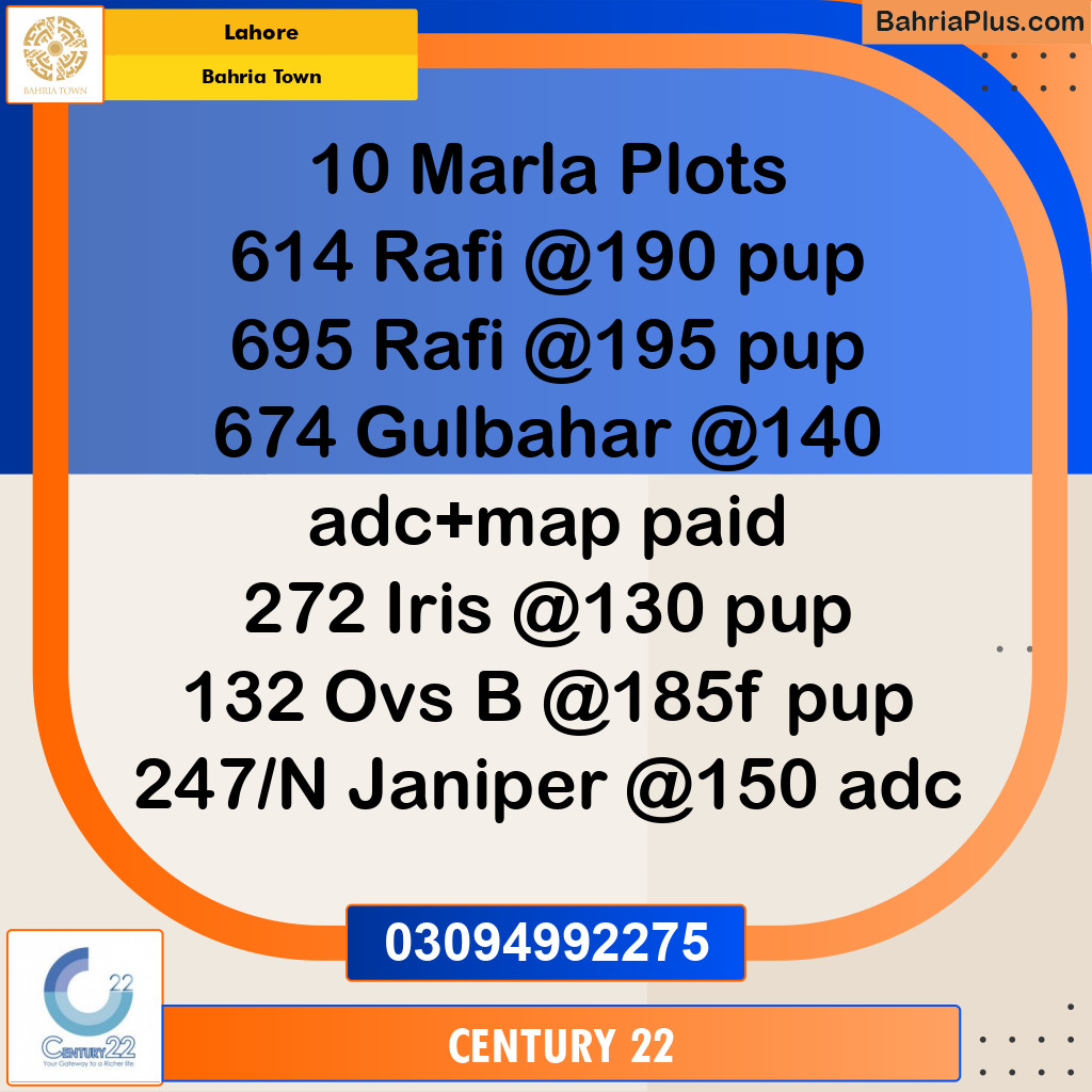 10 Marla Residential Plot for Sale in Bahria Town, Lahore - (BP-336427)