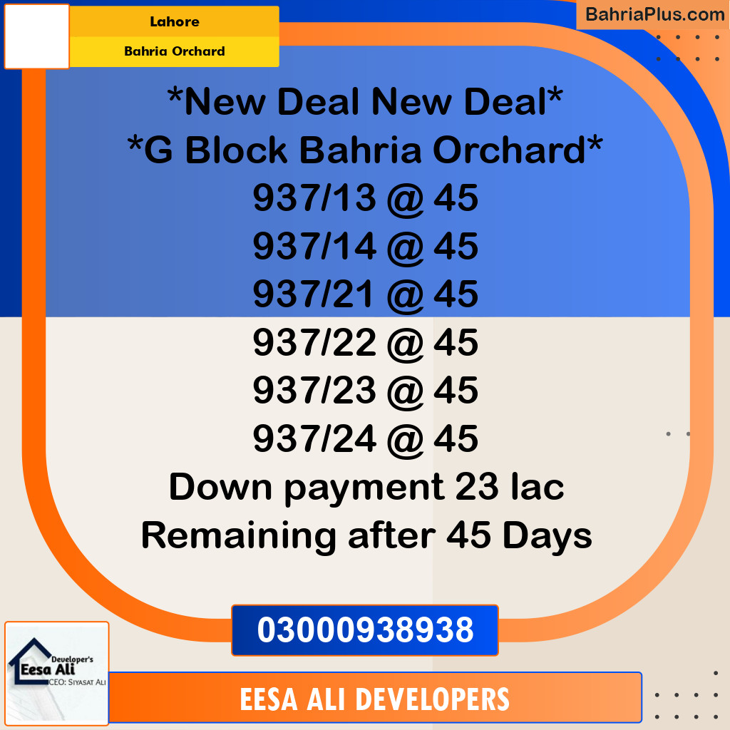 Residential Plot for Sale in Bahria Orchard, Lahore - (BP-336450)