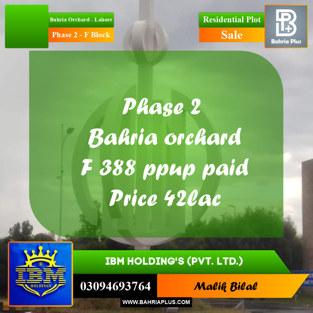 5 Marla Residential Plot for Sale in Phase 2 - F Block -  Bahria Orchard, Lahore - (BP-336510)
