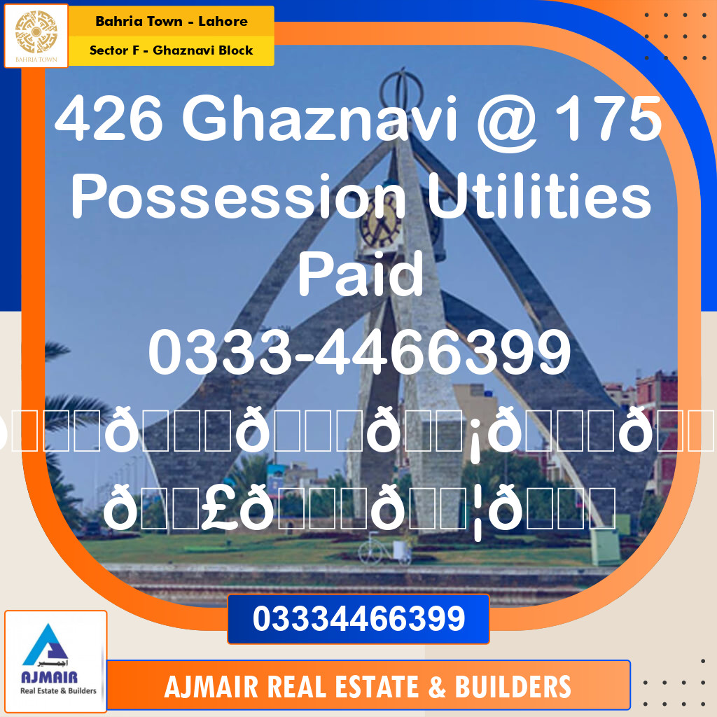 10 Marla Residential Plot for Sale in Sector F - Ghaznavi Block -  Bahria Town, Lahore - (BP-336543)