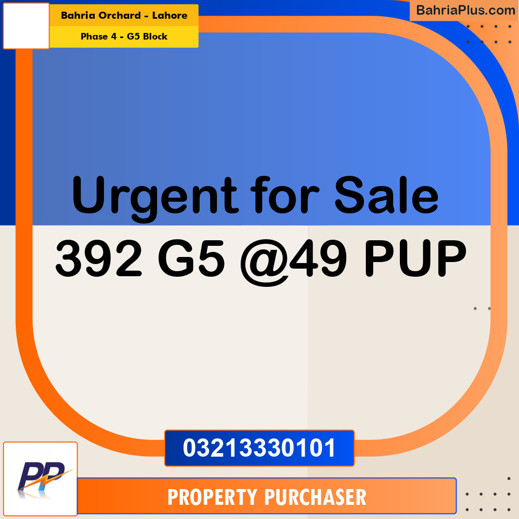5 Marla Residential Plot for Sale in Phase 4 - G5 Block -  Bahria Orchard, Lahore - (BP-336544)