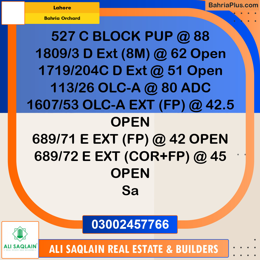 Residential Plot for Sale in Bahria Orchard, Lahore - (BP-336581)