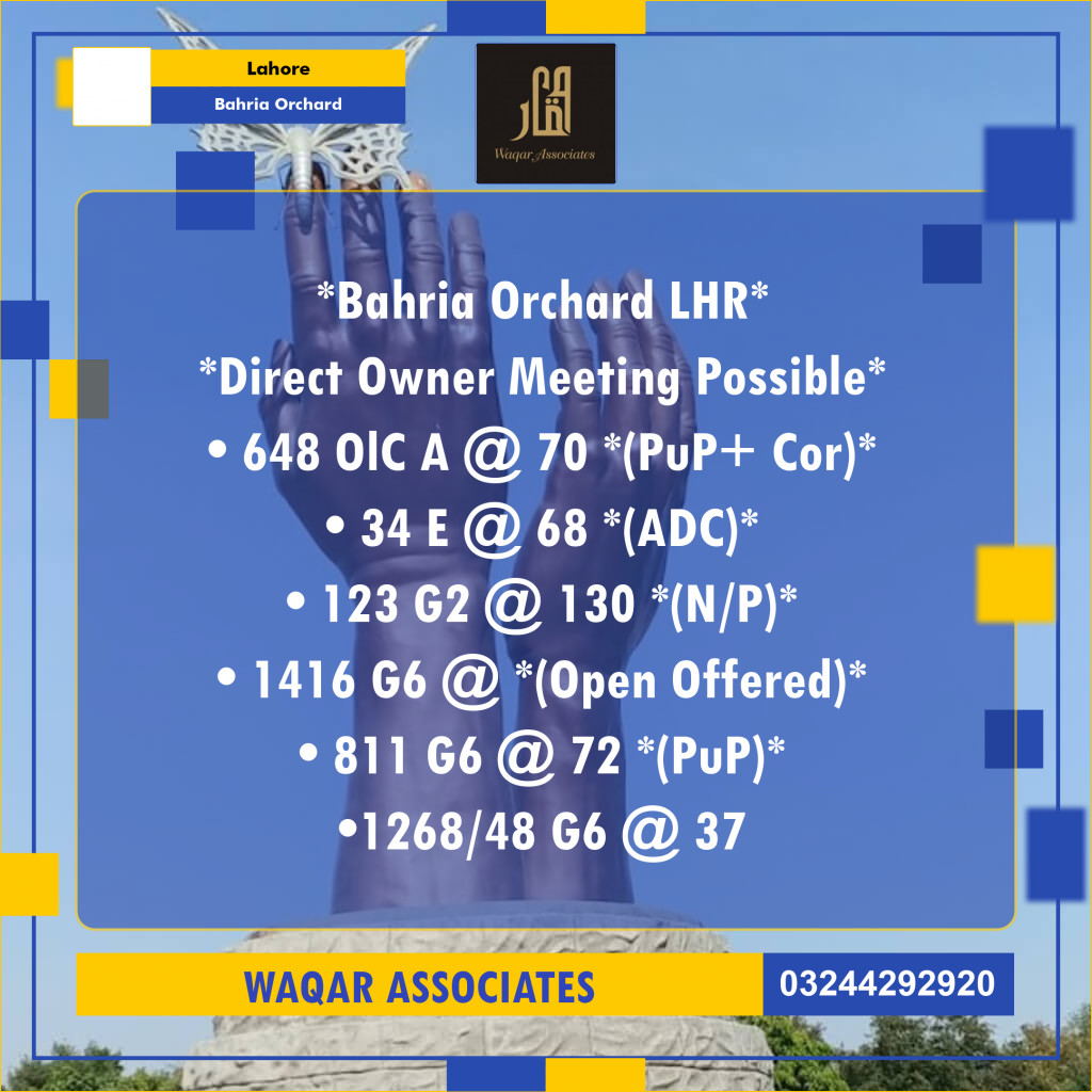 Residential Plot for Sale in Bahria Orchard, Lahore - (BP-336587)