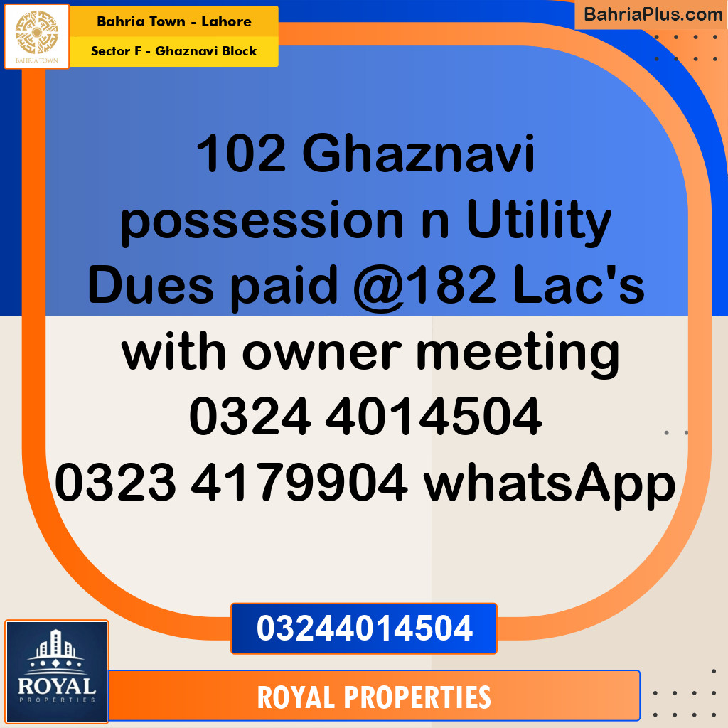 Residential Plot for Sale in Sector F - Ghaznavi Block -  Bahria Town, Lahore - (BP-336593)