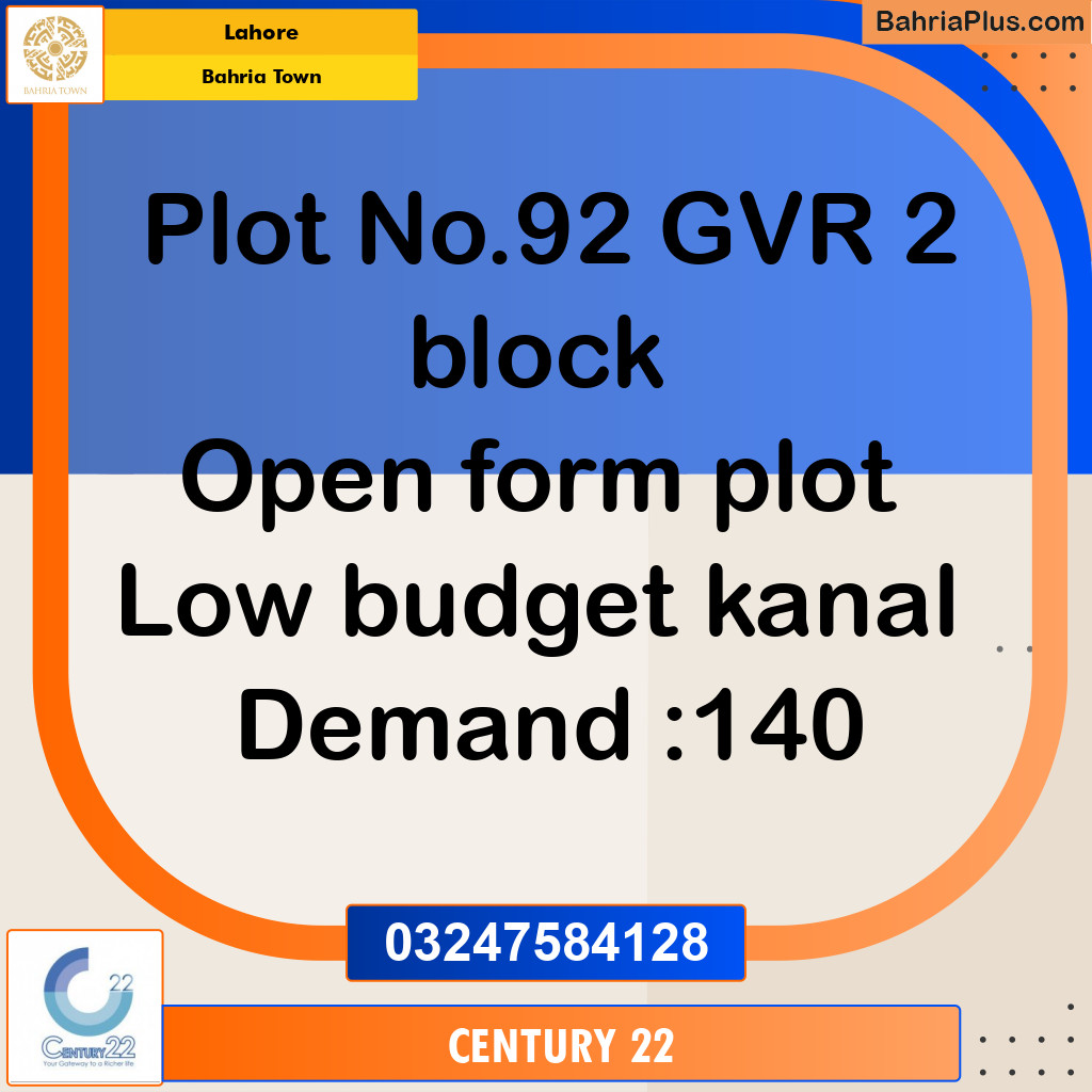 1 Kanal Residential Plot for Sale in Bahria Town, Lahore - (BP-336620)