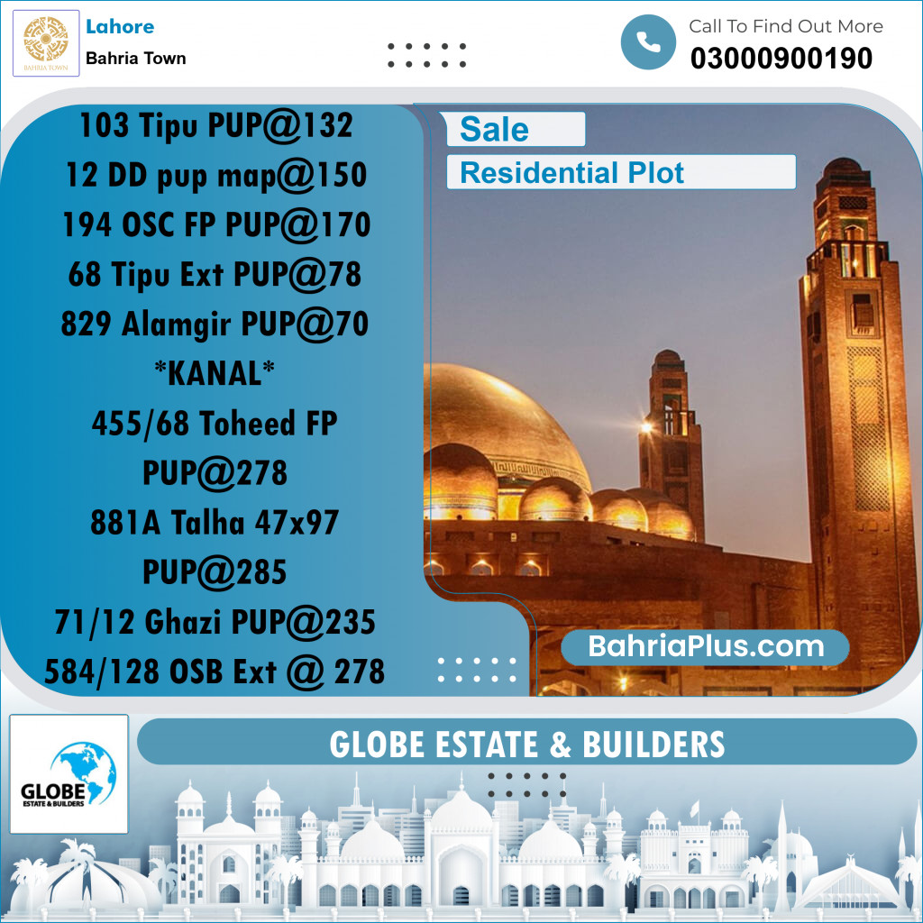 Residential Plot for Sale in Bahria Town, Lahore - (BP-336623)