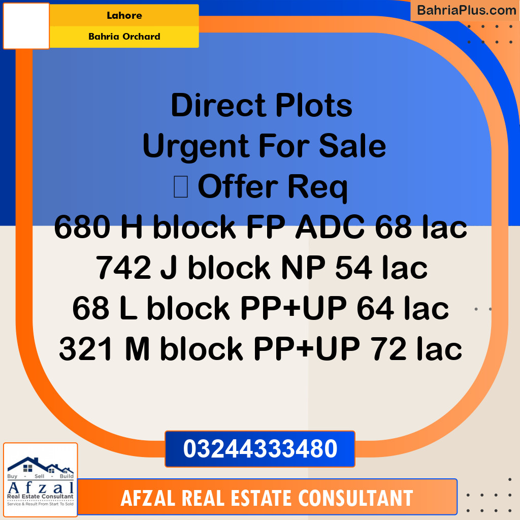 Residential Plot for Sale in Bahria Orchard, Lahore - (BP-336646)